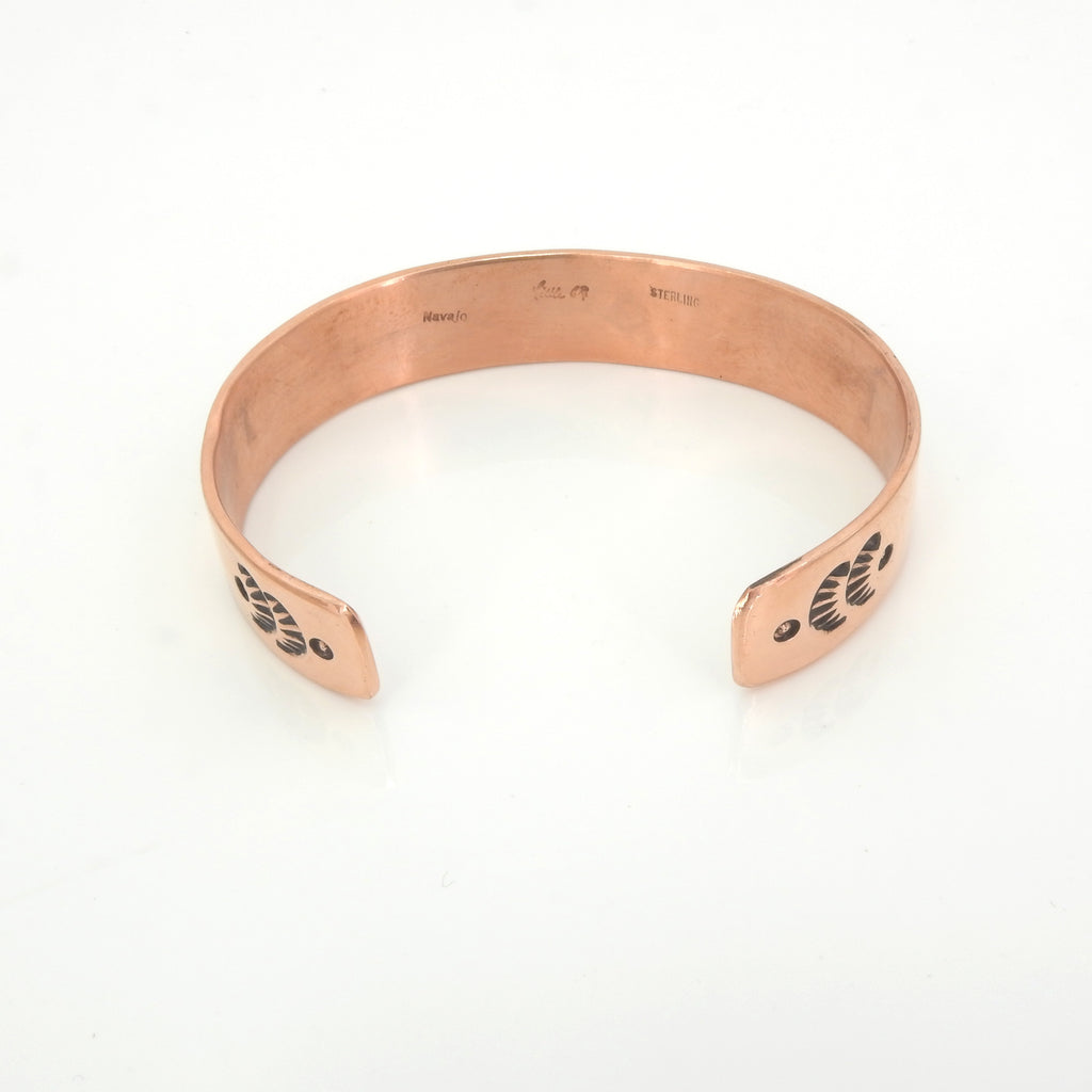 Sterling Silver & Copper Narrow Navajo Cuff Bracelet