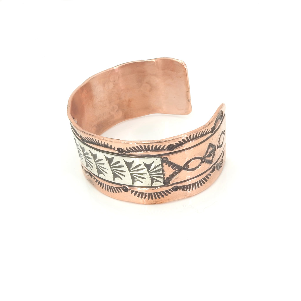Sterling Silver & Copper Navajo Cuff Bracelet