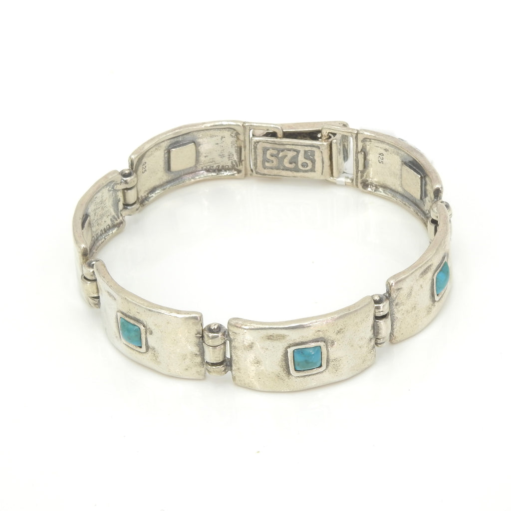 Sterling Silver Link Bracelet w/ Turquoise