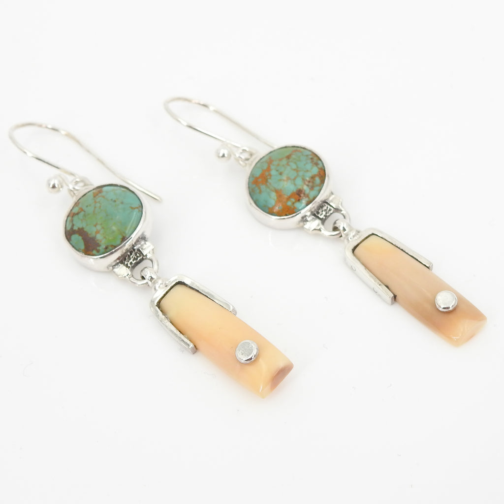 S/S Fossilized Ivory Turquoise Earrings