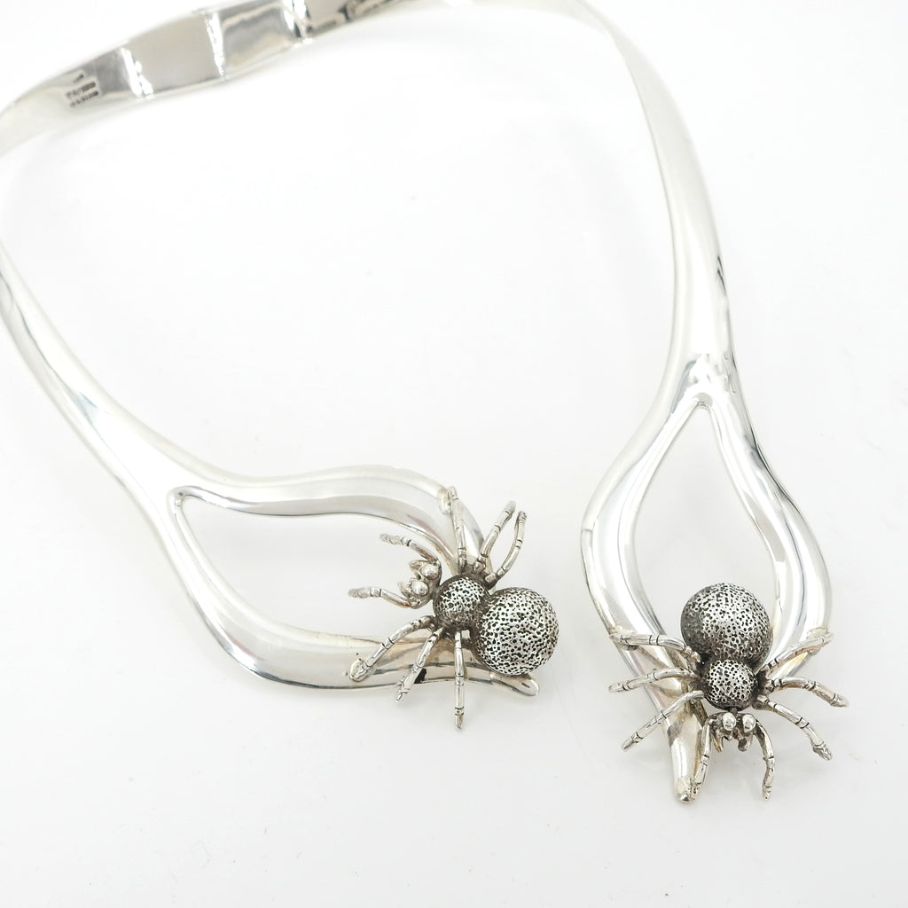 Sterling Silver Spider Collar Necklace