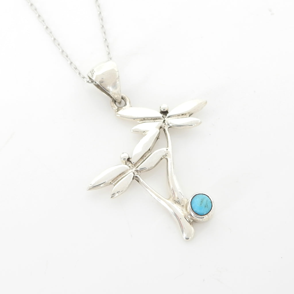 Sterling Silver Dragonfly w/ Turquoise Pendant