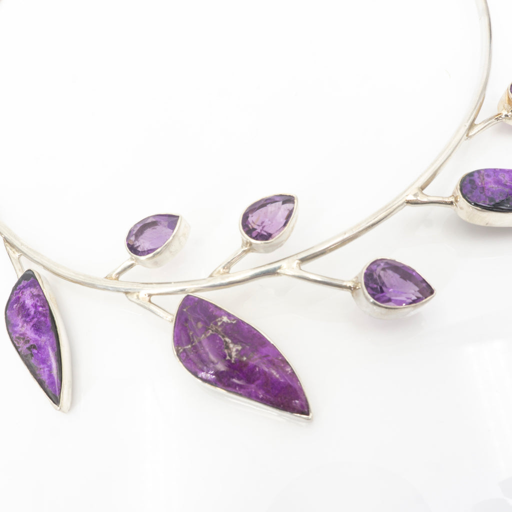S/S Sugilite Amethyst Leaf Necklace