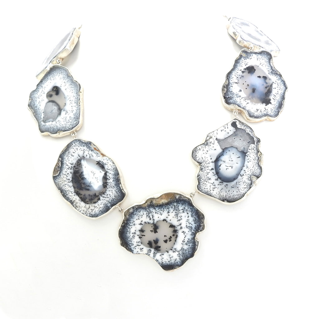 Sterling Silver Dendritic Agate Statement Necklace