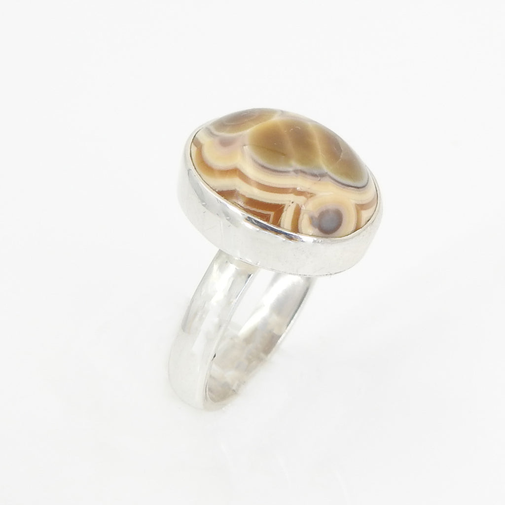 S/S Yellow Eye Agate Ring Size 9