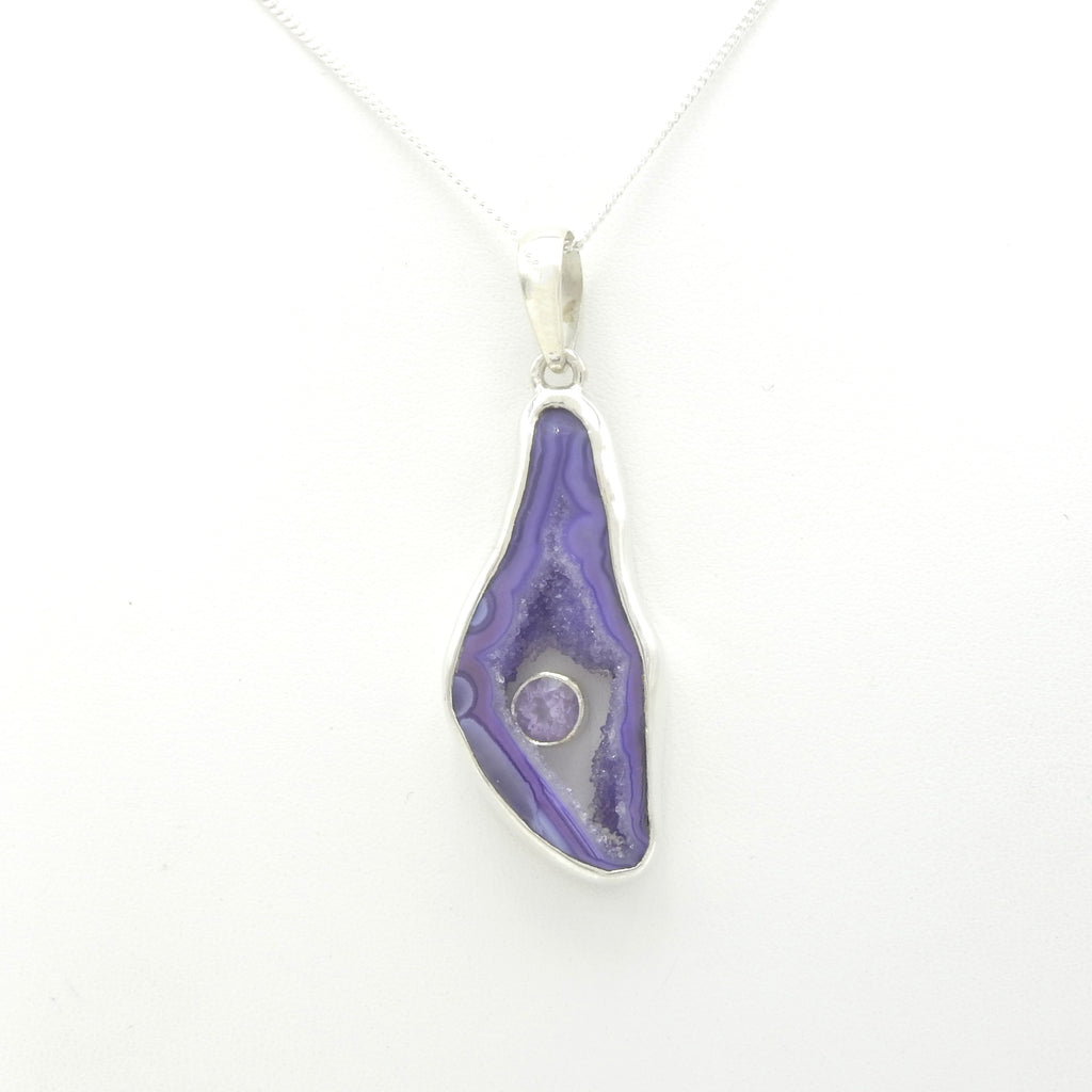 Sterling Silver Purple Agate & Amethyst Pendant