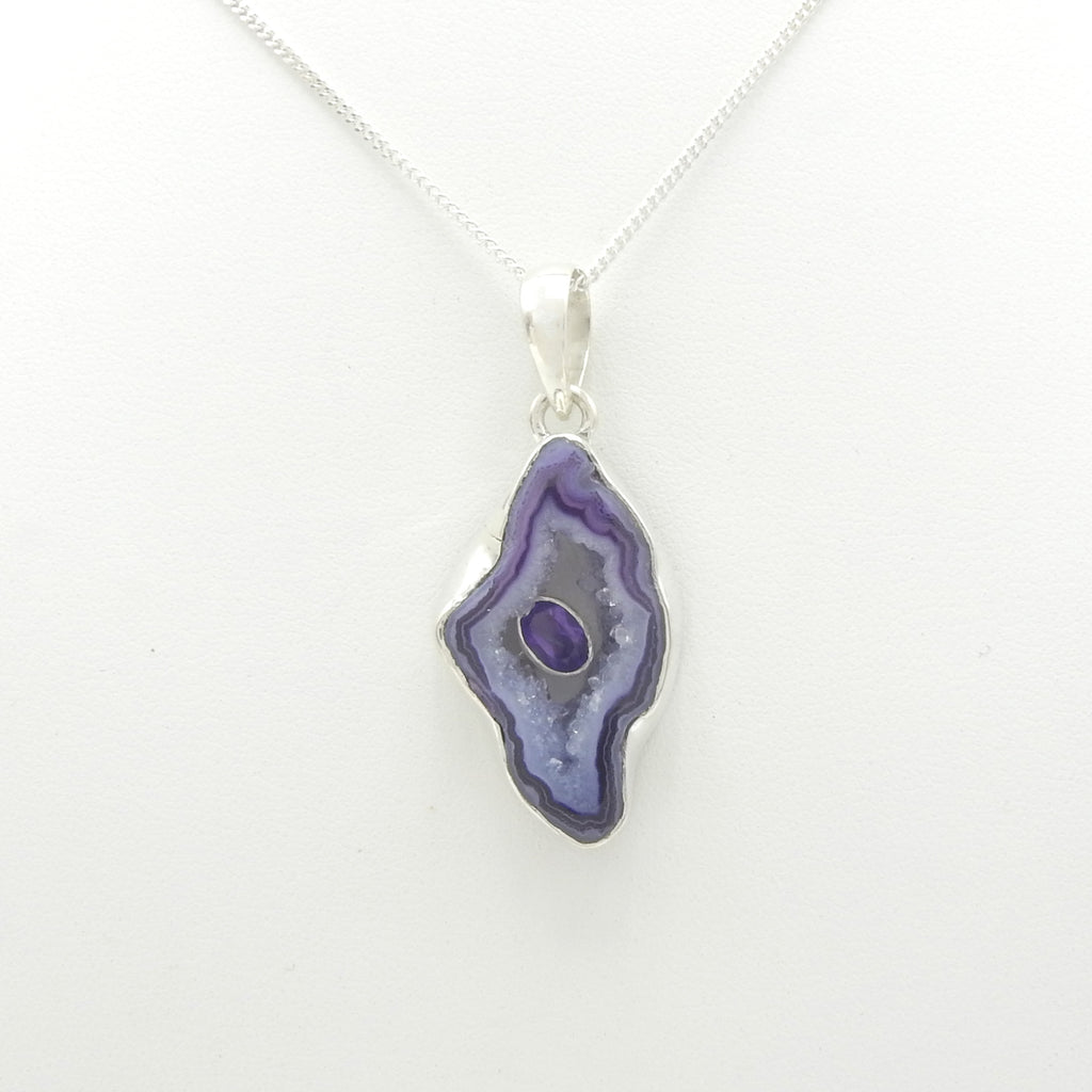 Sterling Silver Purple Agate & Amethyst Pendant