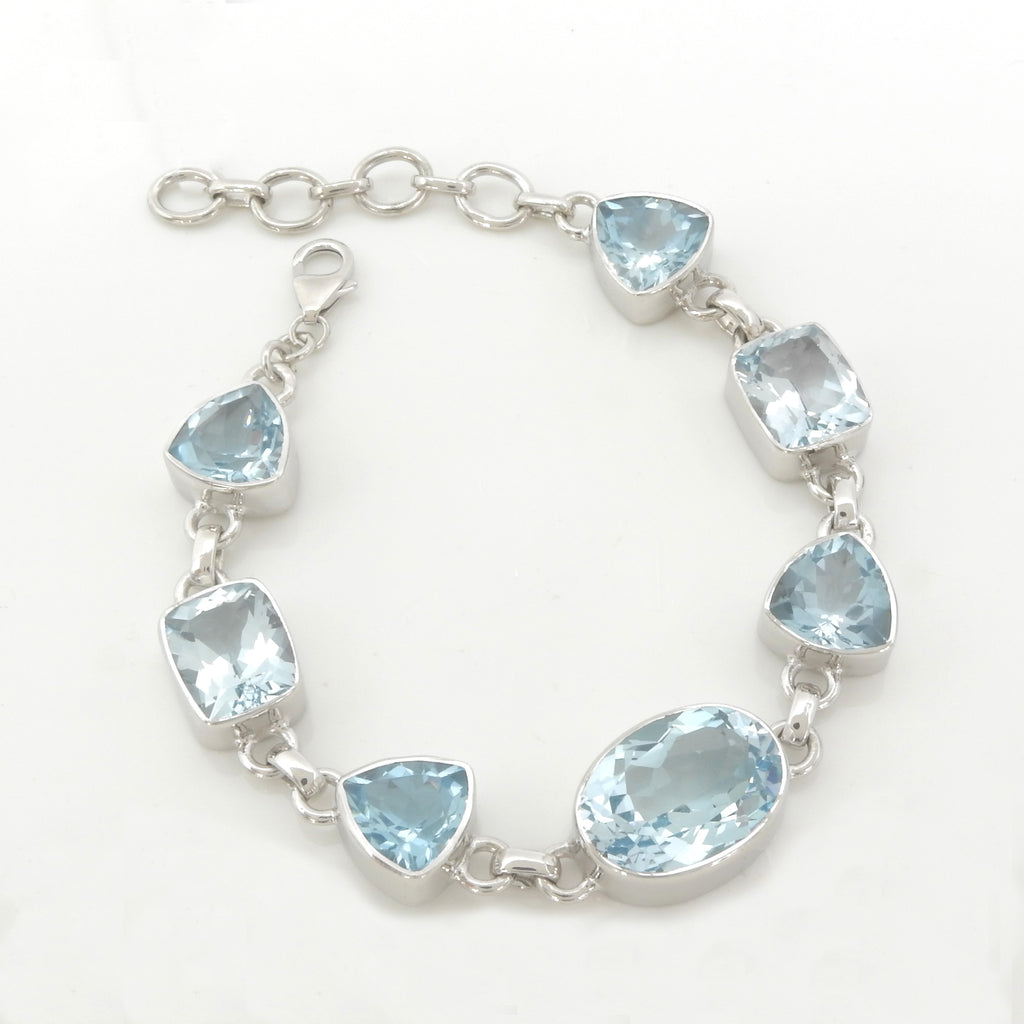 Sterling Silver Faceted Blue Topaz Bracelet