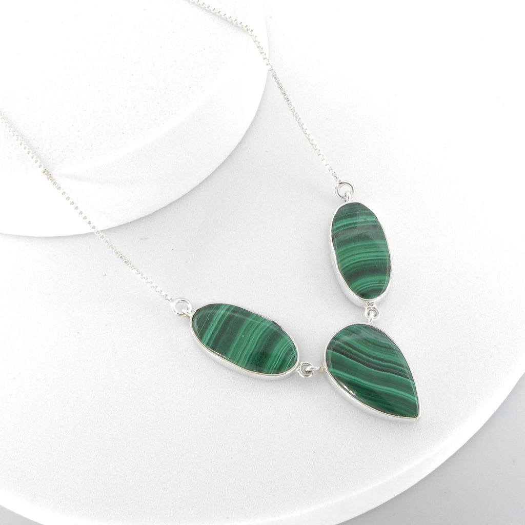 Sterling Silver Malachite Necklace