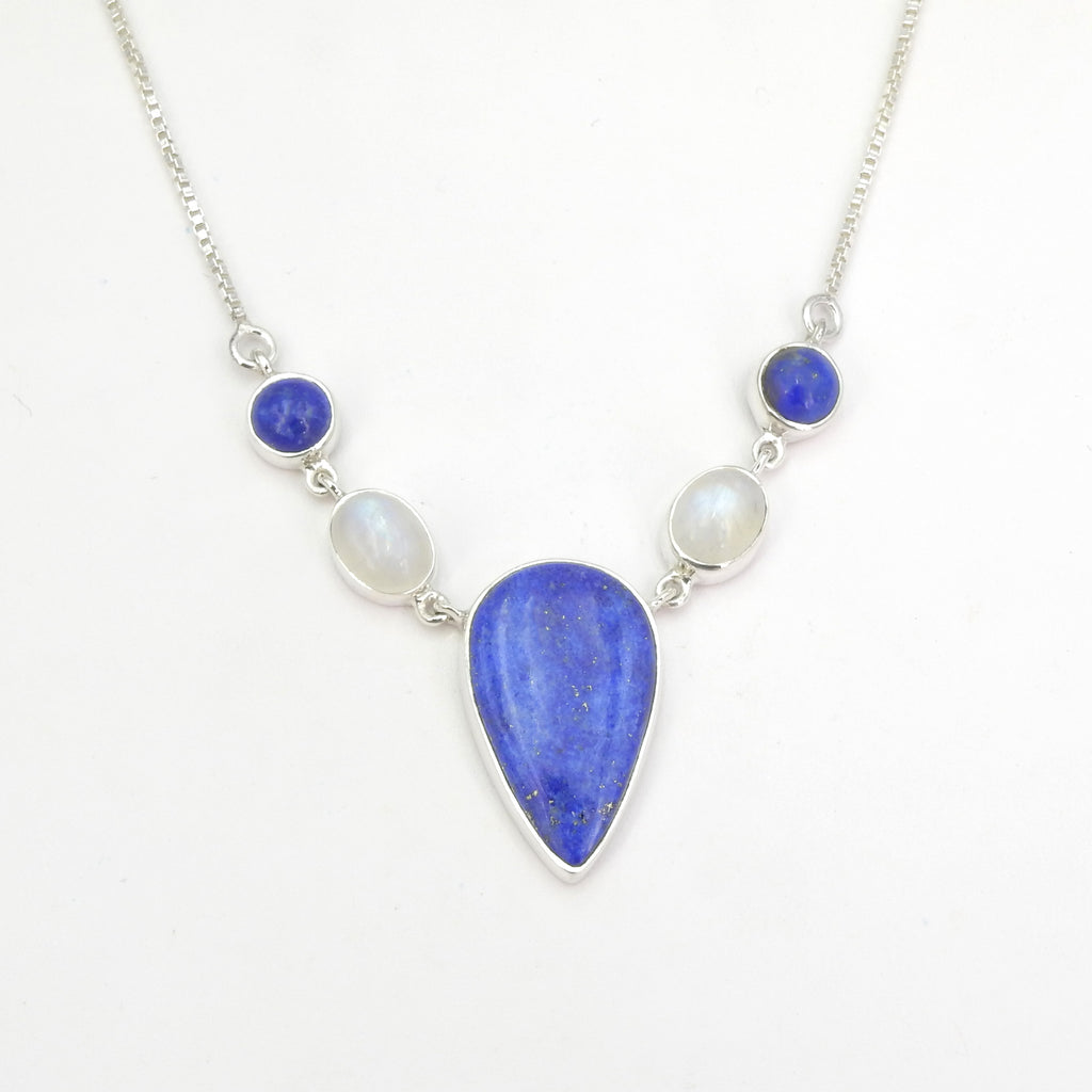 Sterling Silver Lapis & Moonstone Necklace