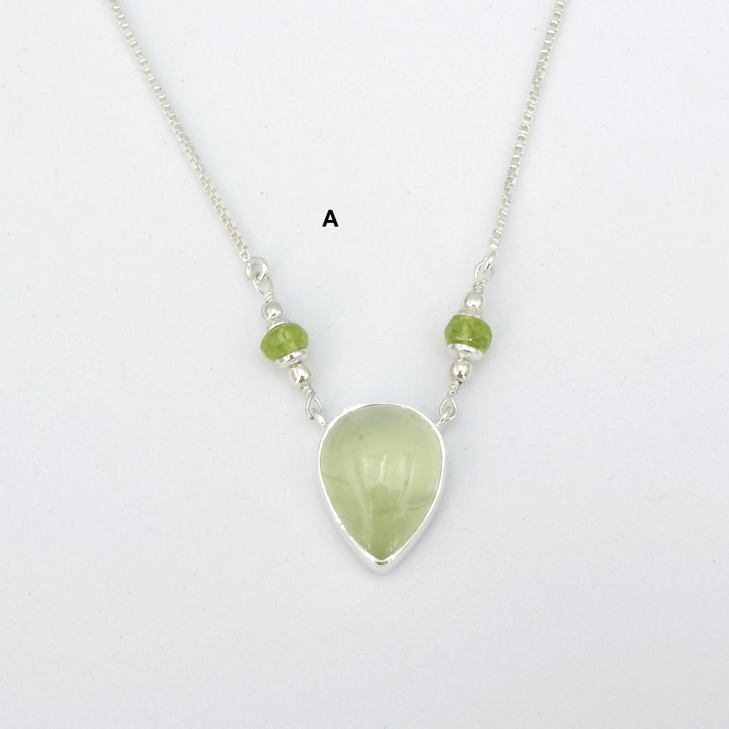 Sterling Silver Prehnite & Peridot Necklace