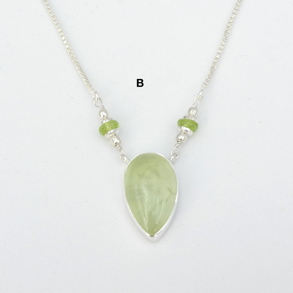 Sterling Silver Prehnite & Peridot Necklace