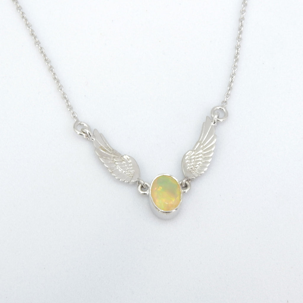 Sterling Silver Wings w/ Gemstone Necklace