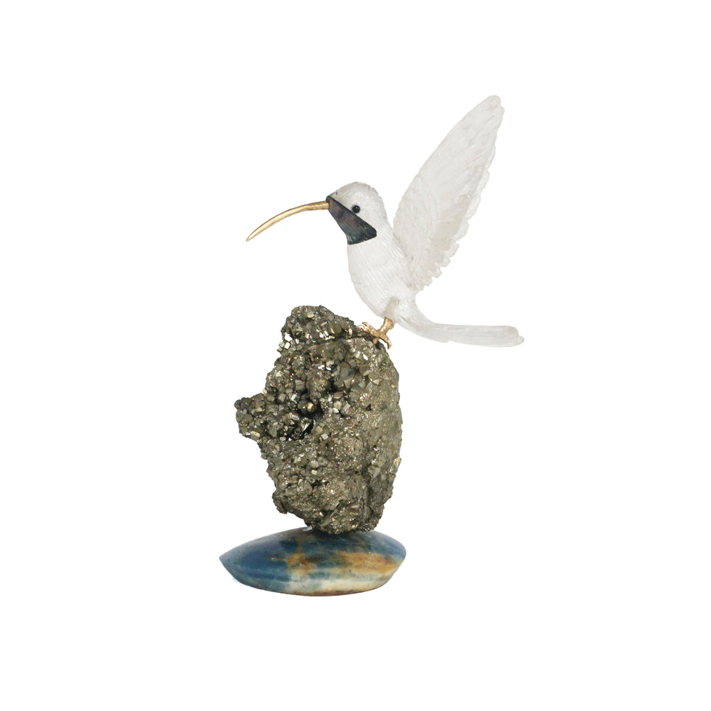 Crystal Bird With Pyrite Apatite Base