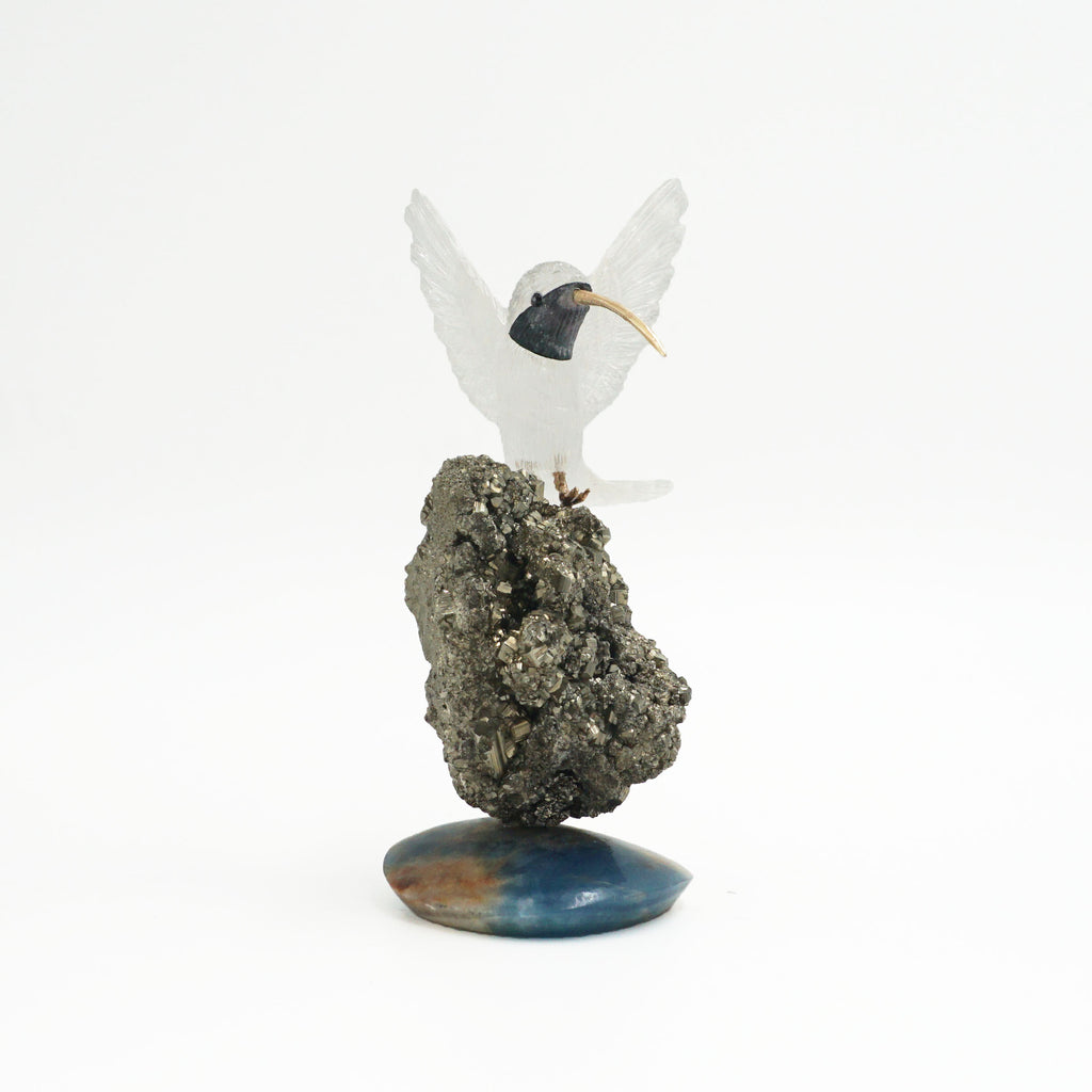Crystal Bird With Pyrite Apatite Base
