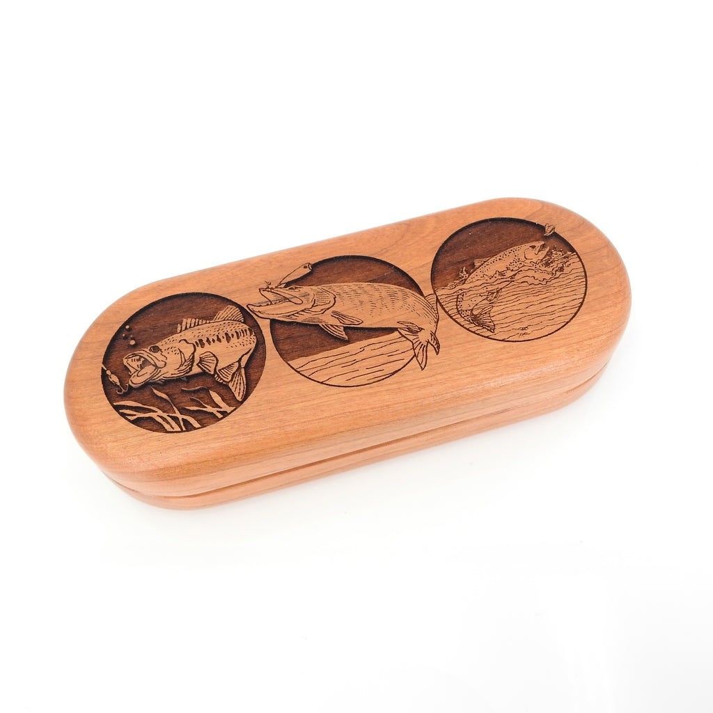 Pocket Knife Inside Fishing Theme Wood Box