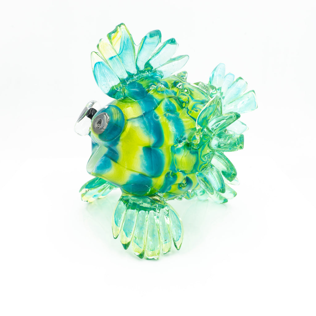 Art Glass Puffer Fish Green