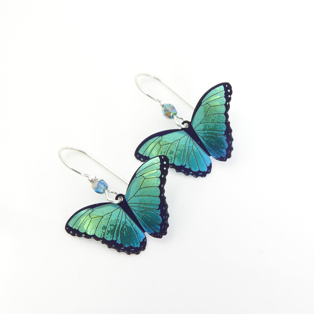 Green Flash Bella Butterfly Metal Earrings