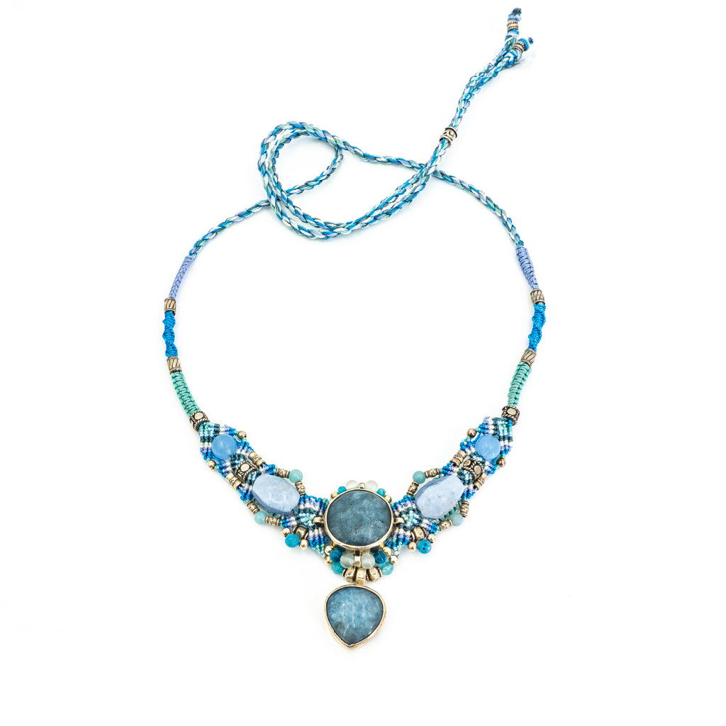 S/S Aquamarine Knotwork Necklace