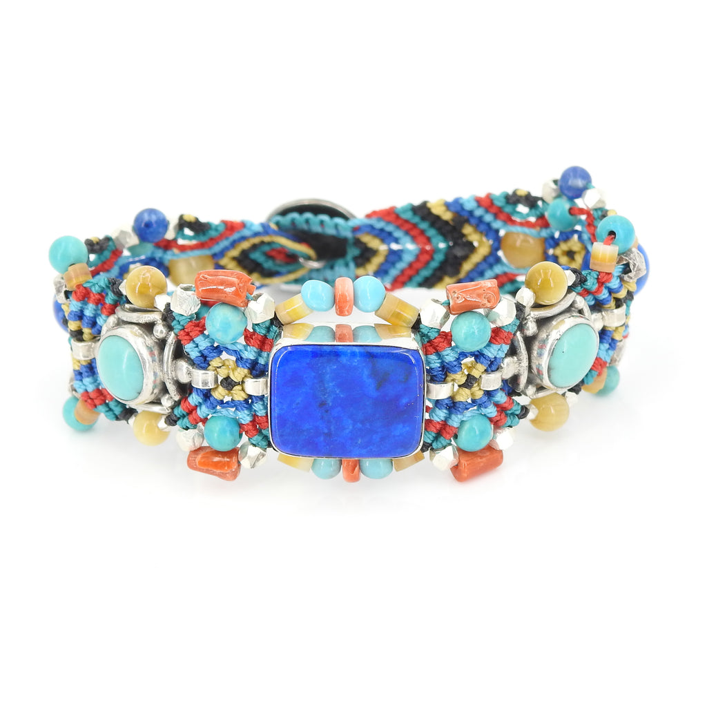 Isha Elafi Lapis Turquoise Nomadic Knot Work Bracelet