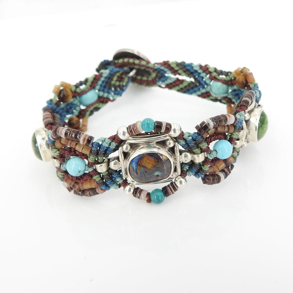 Isha Elafi Boulder Opal & Turquoise Nomadic Knotwork Bracelet