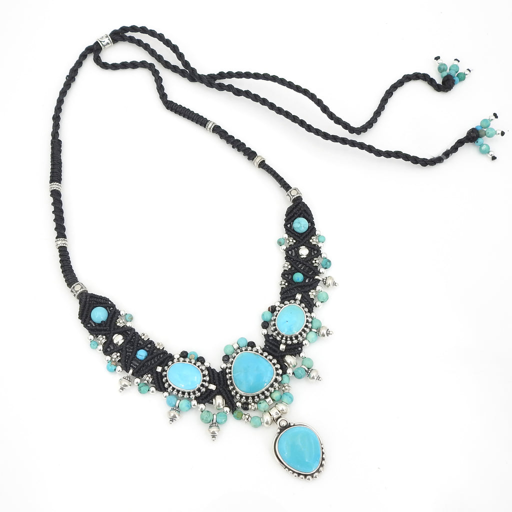 Isha Elafi Sleeping Beauty Turquoise Nomadic Knotwork Necklace