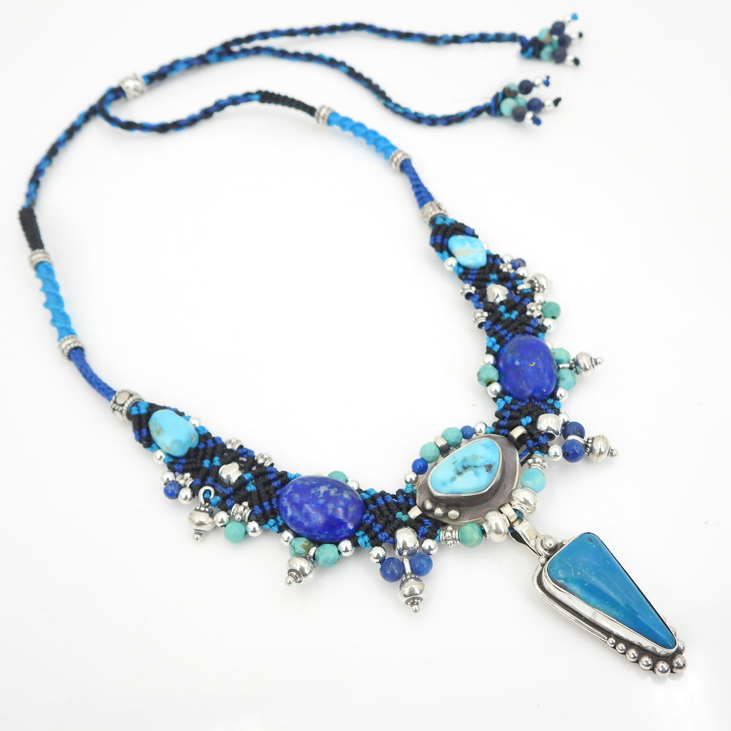 Isha Elafi Turquoise & Lapis Nomadic Knotwork Necklace