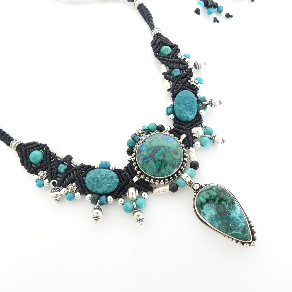 Sterling Silver Isha Elafi Turquoise Nomadic Knotwork Necklace