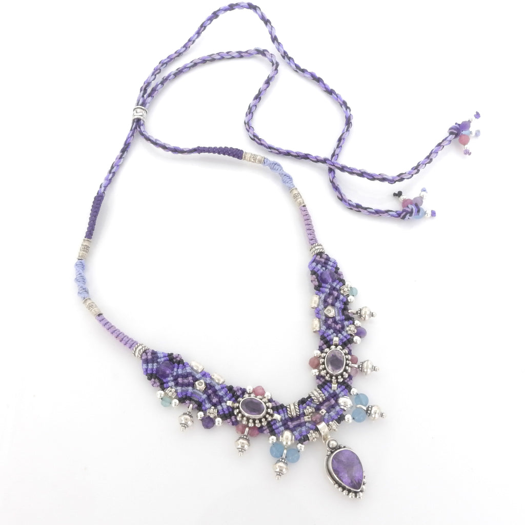 Sterling Silver Isha Elafi Nomadic Knotwork Amethyst Necklace
