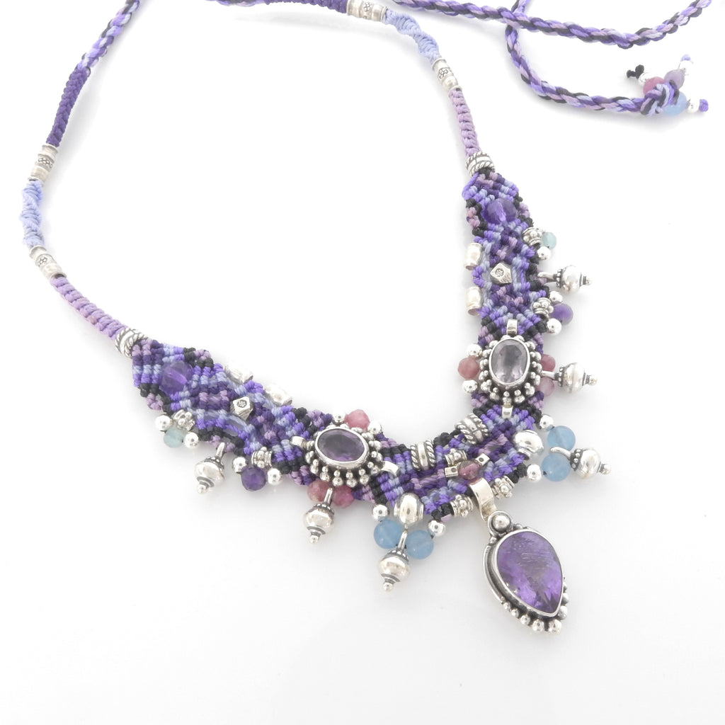 Sterling Silver Isha Elafi Nomadic Knotwork Amethyst Necklace