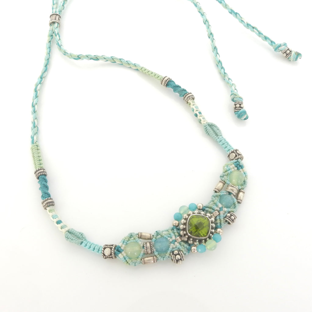 Sterling Silver Isha Elafi Peridot Nomadic Knotwork Necklace