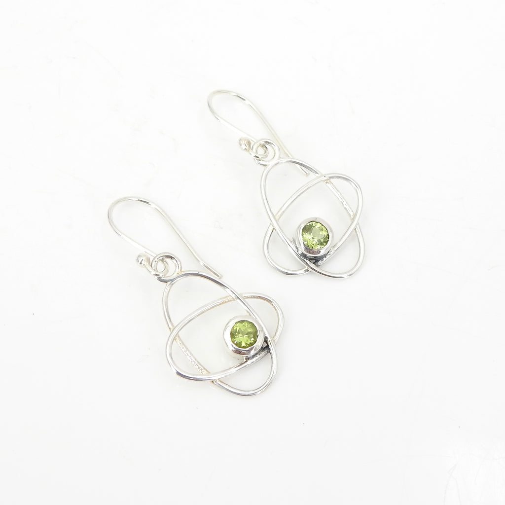 Sterling Silver Double Oval Peridot Earrings