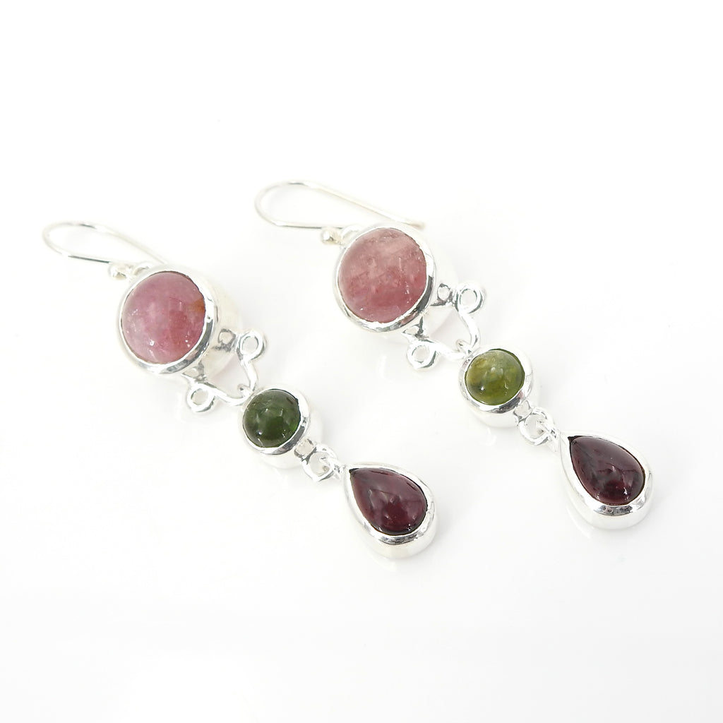Sterling Silver Mixed Tourmaline Earring