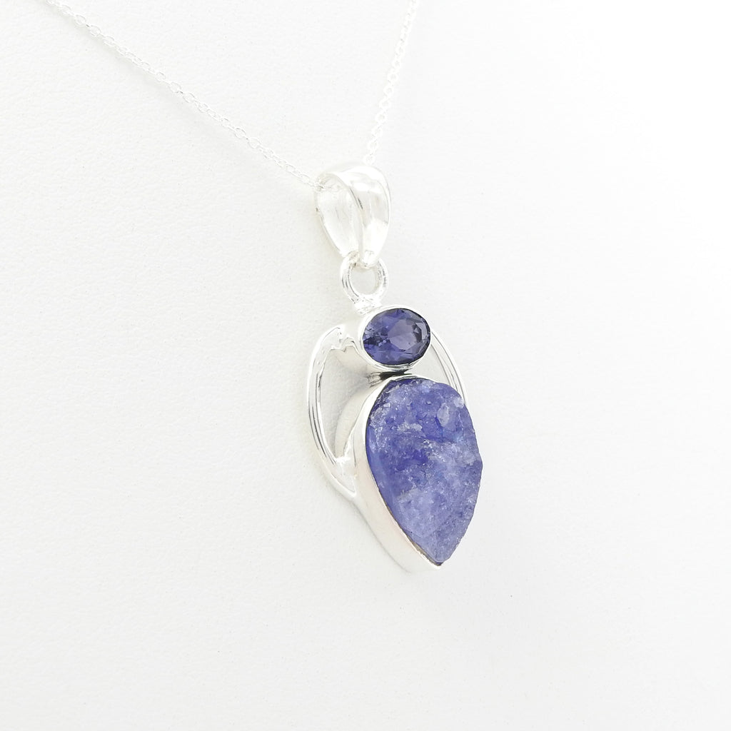 Sterling Silver Rough & Faceted Tanzanite Pendant