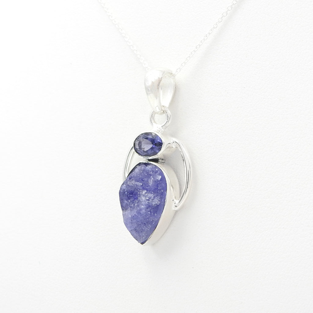 Sterling Silver Rough & Faceted Tanzanite Pendant