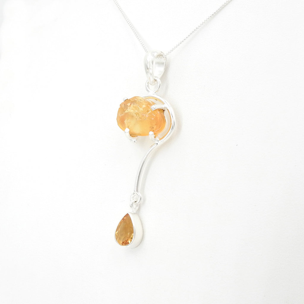 Sterling Silver Rough & Faceted Citrine Pendant