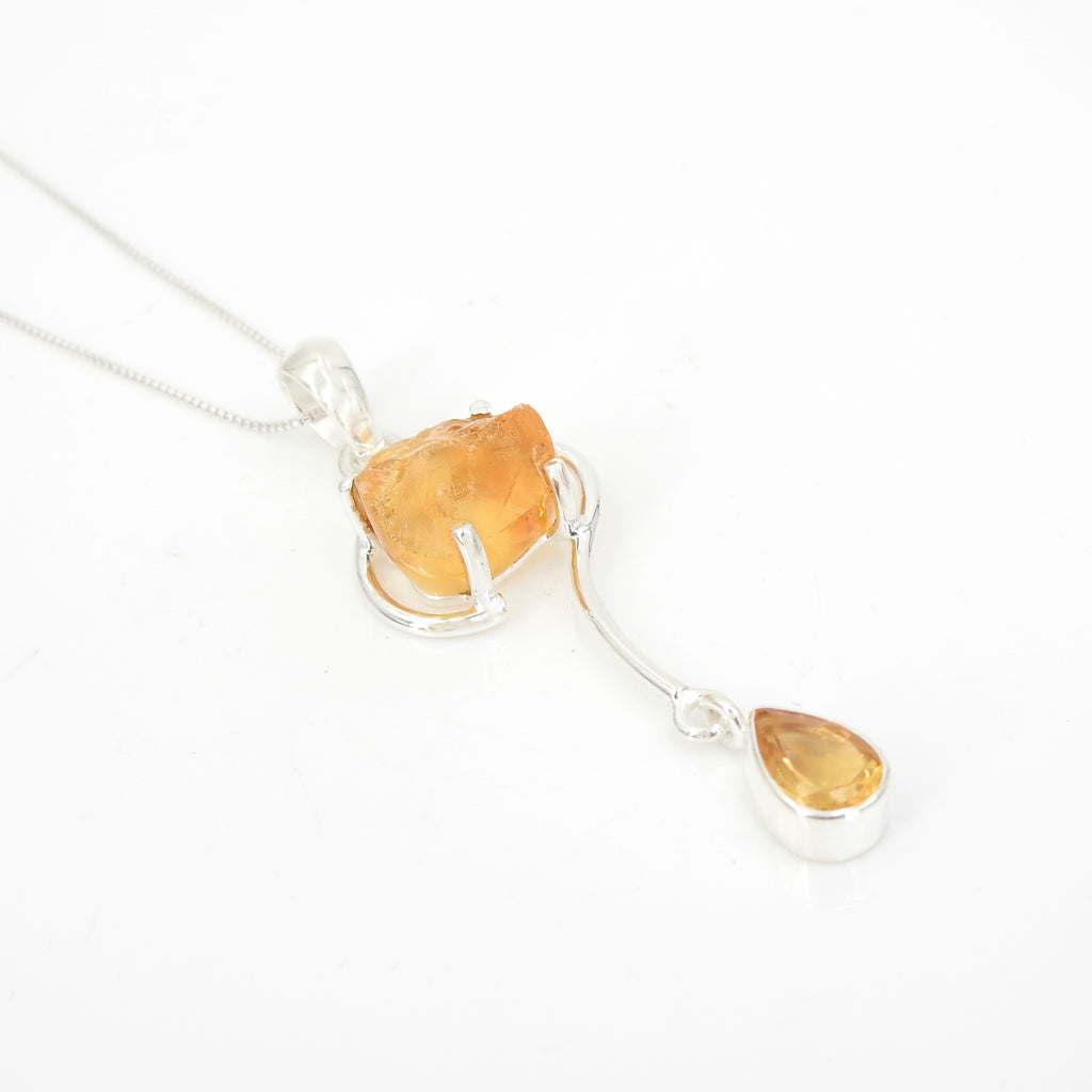 Sterling Silver Rough & Faceted Citrine Pendant