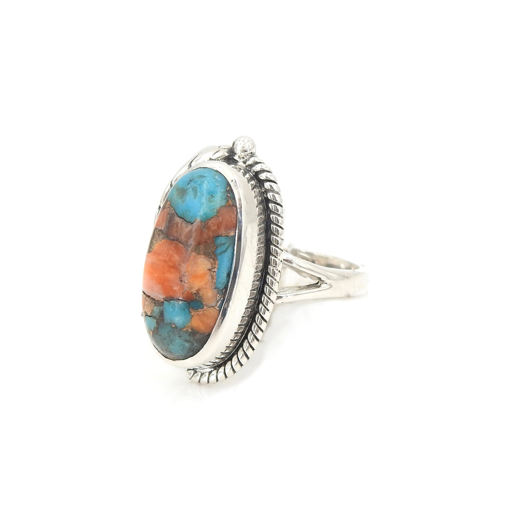 Sterling Silver Spiny Turquoise Ring SZ 8
