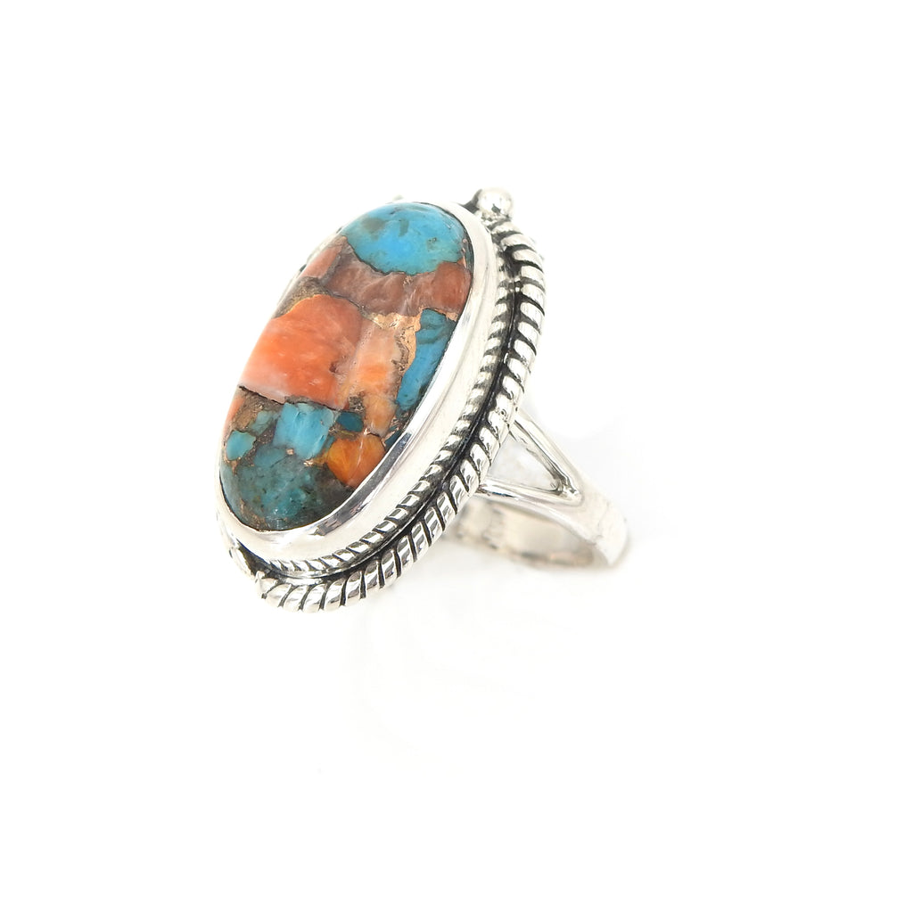 Sterling Silver Spiny Turquoise Ring SZ 8