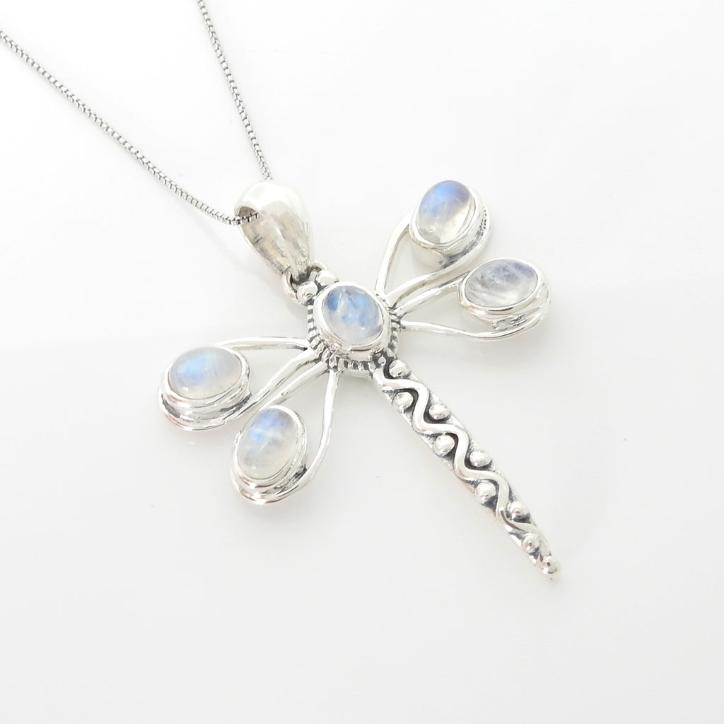 Sterling Silver Dragonfly w/ Moonstone Pendant