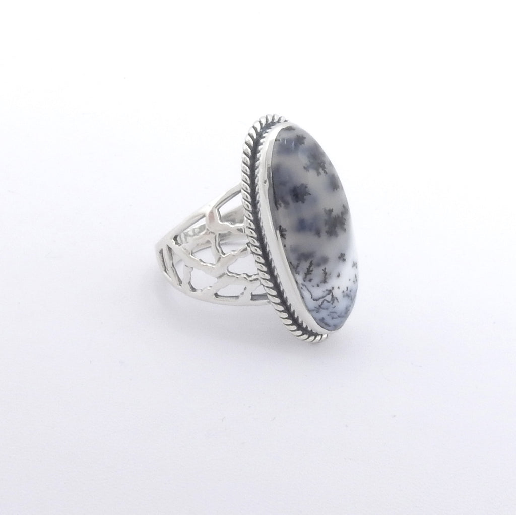 Sterling Silver Dendritic Agate Ring SZ 8
