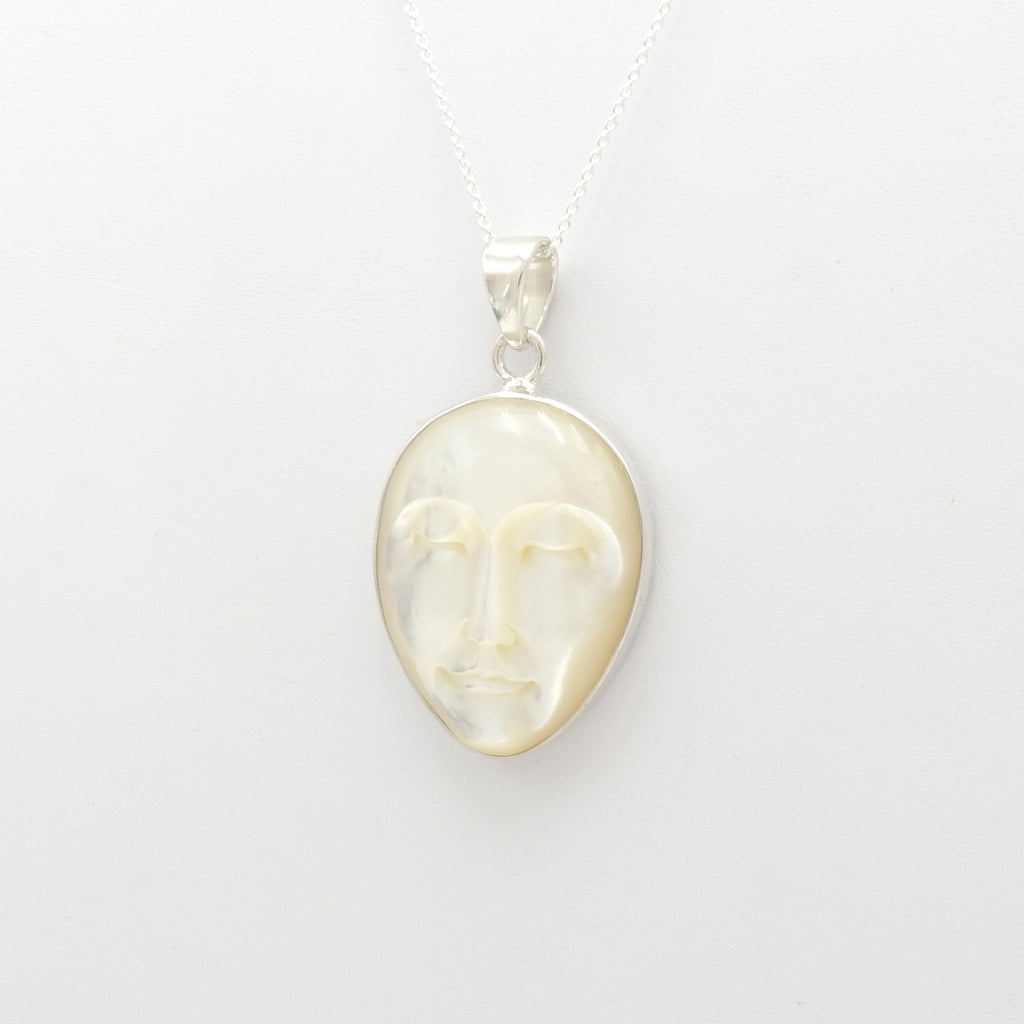 Sterling Silver Mother of Pearl Face Pendant