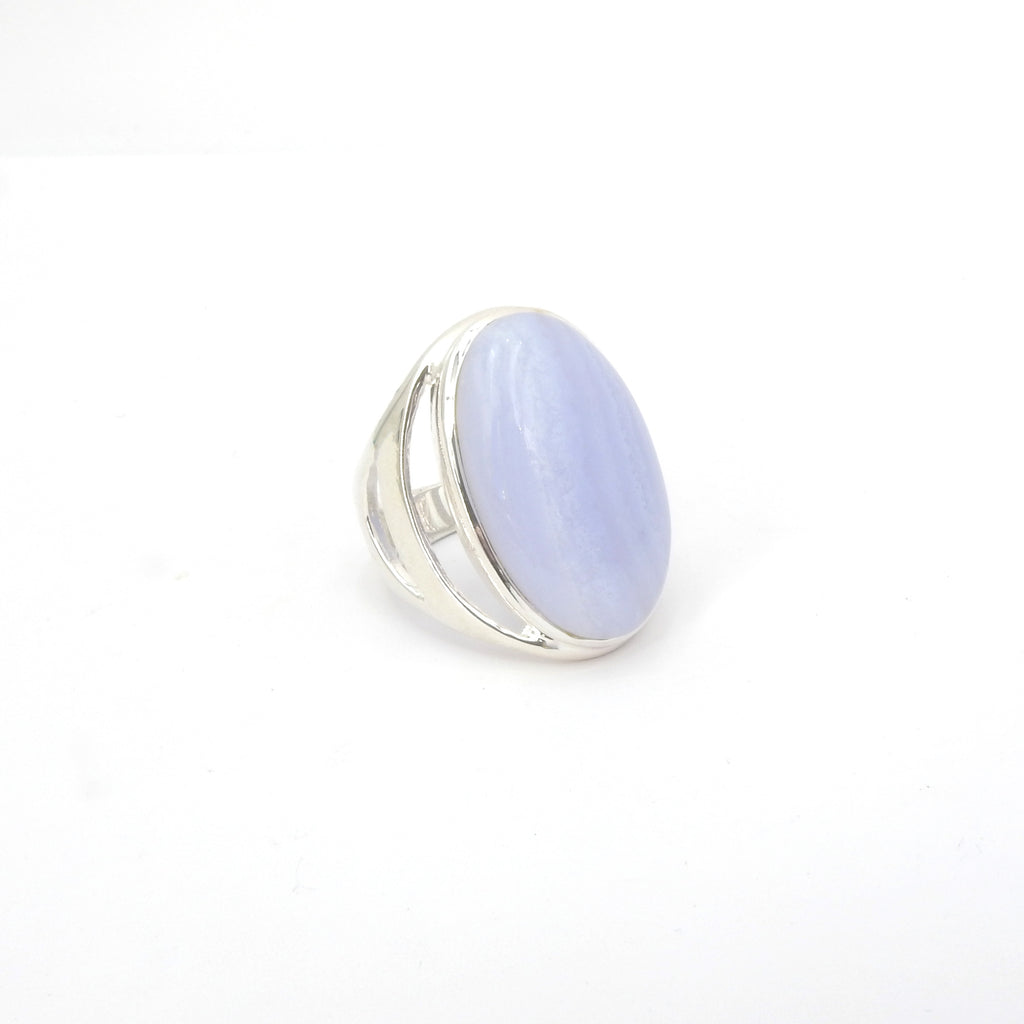 Sterling Silver Blue Lace Agate Ring Size 8