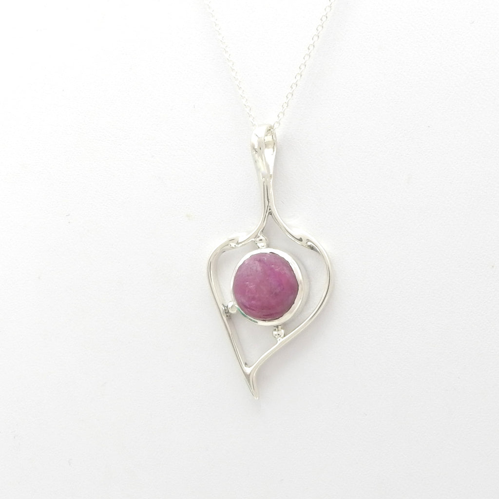Sterling Silver Ruby Heart Pendant