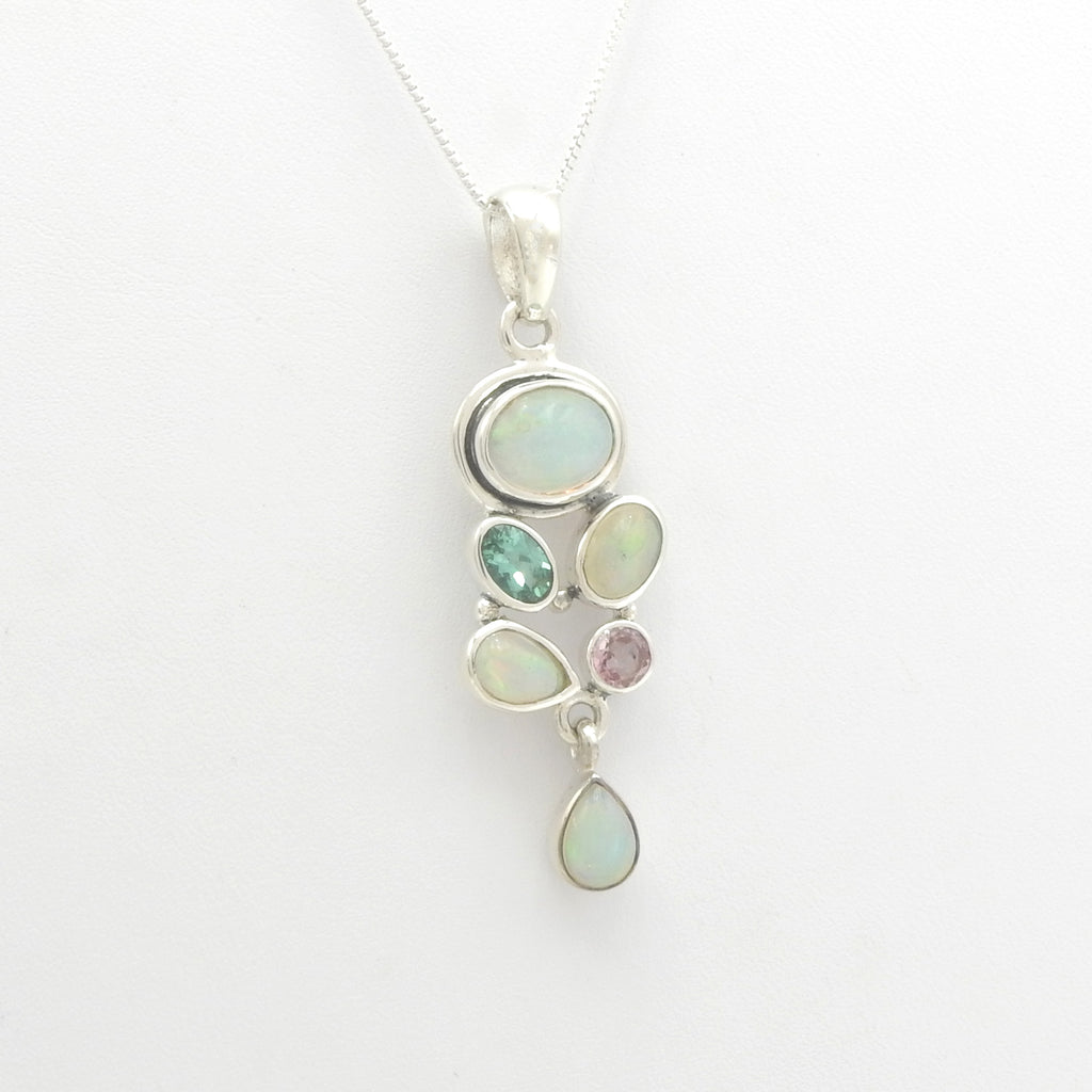 Sterling Silver Ethiopian Opal & Tourmaline Pendant