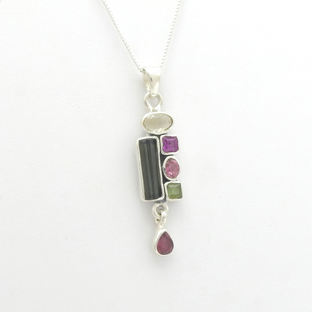 Sterling Silver Mixed Tourmaline Pendant