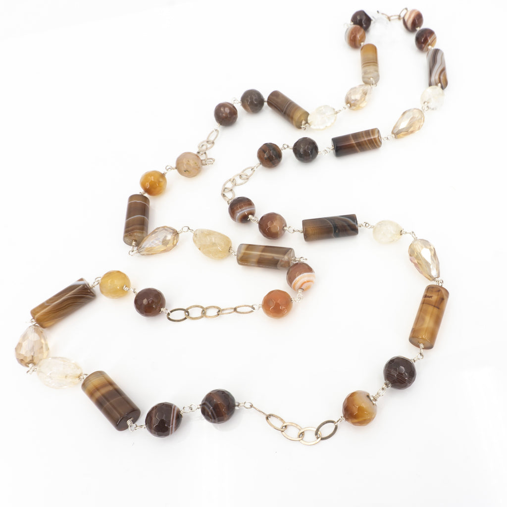 S/S Crystal & Agate Necklace