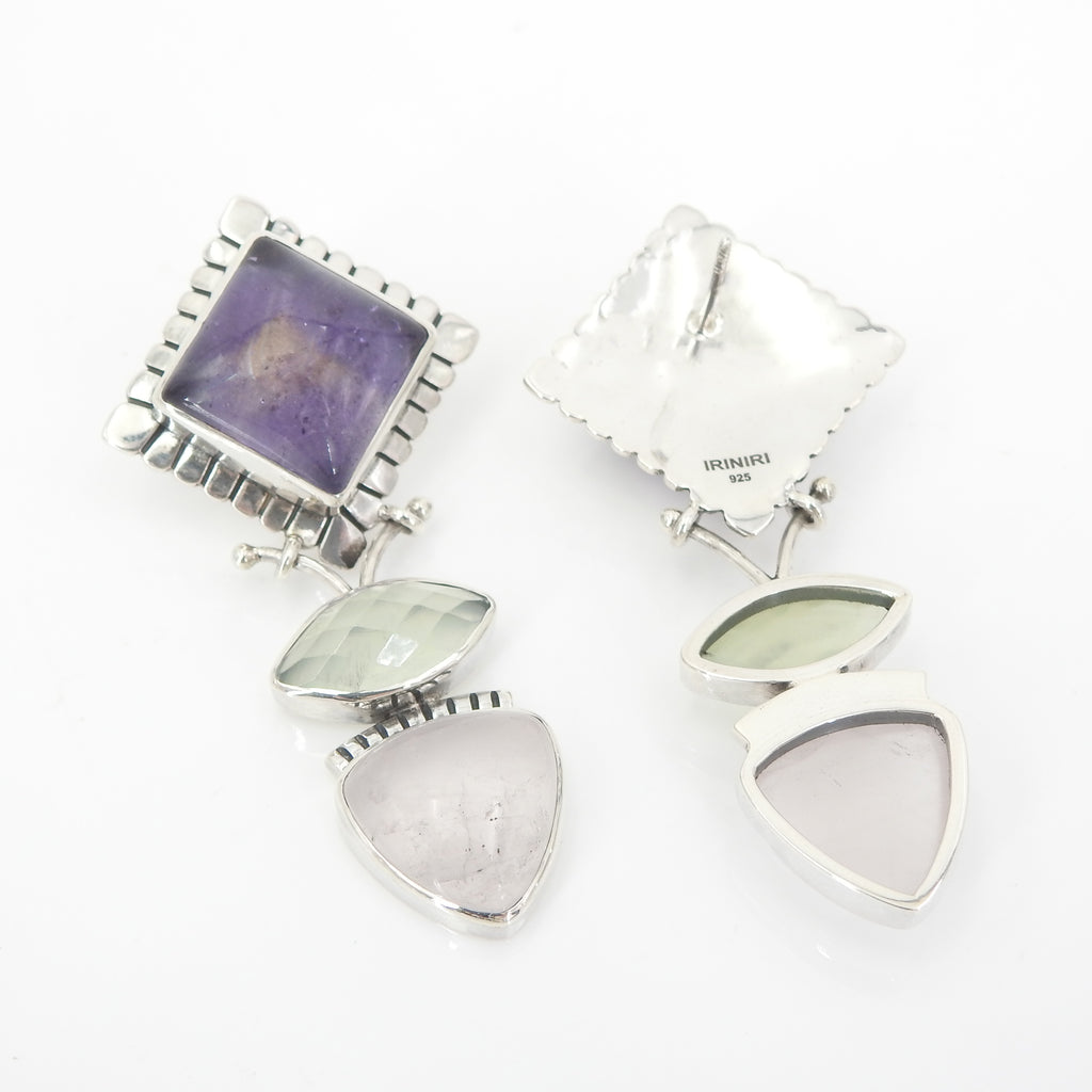 Sterling Silver Amethyst Prunite & Rose Quartz Earrings