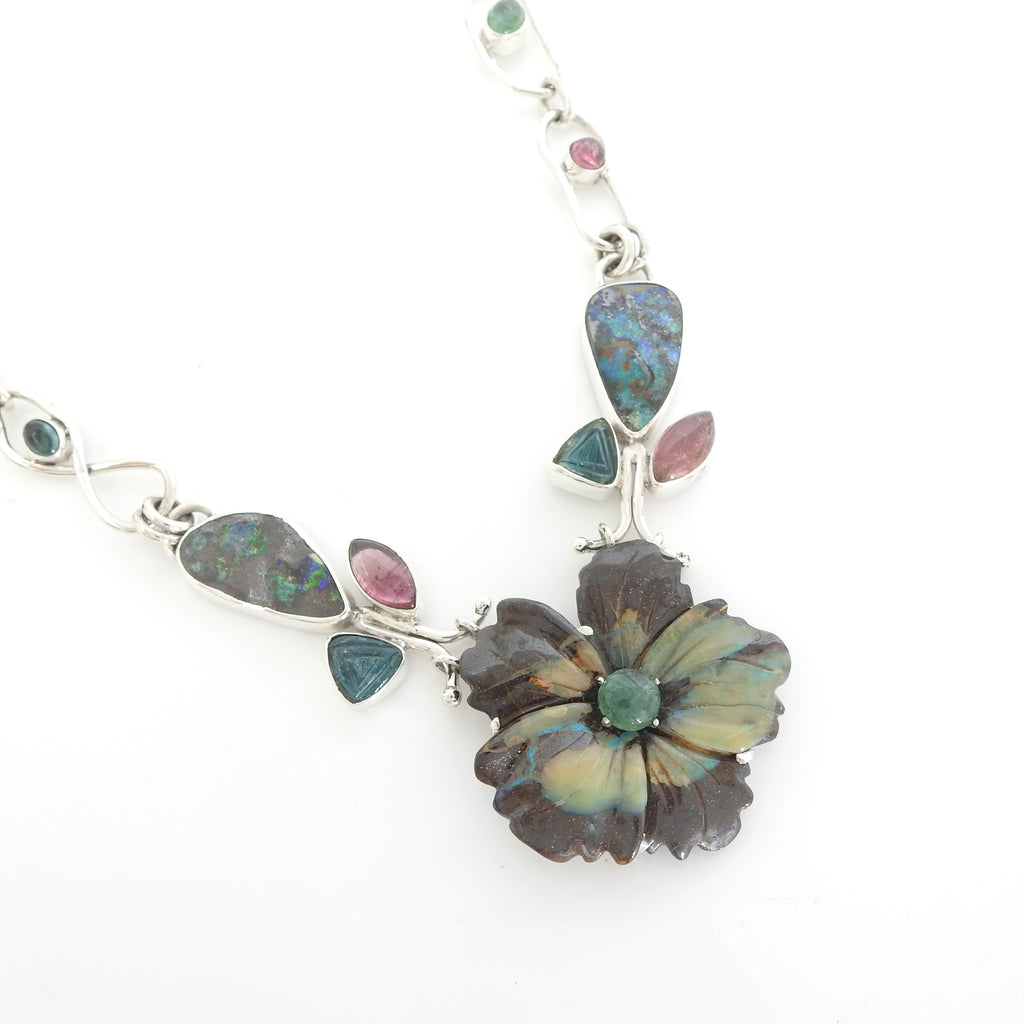 Sterling Silver Iriniri Originals Boulder Opal & Tourmaline Necklace