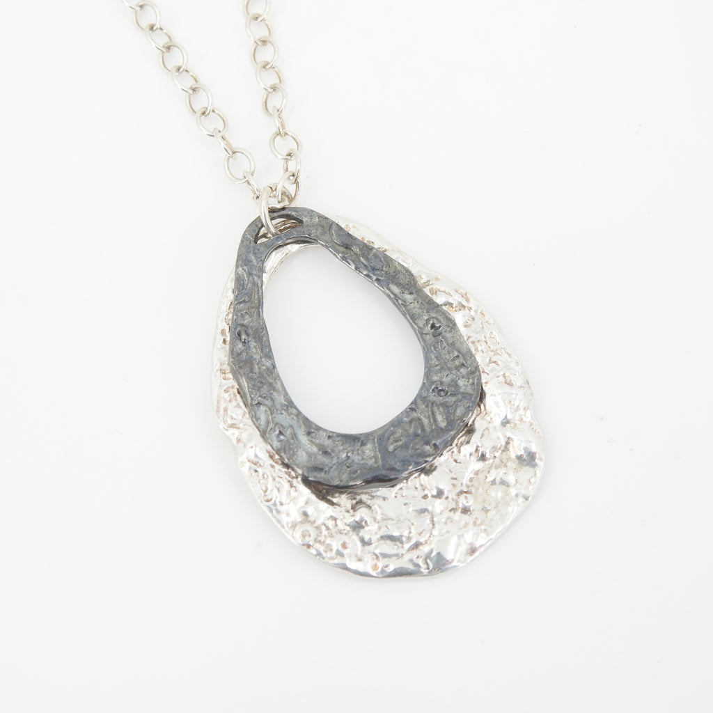 Sterling Silver Two-Toned Hammered Necklace